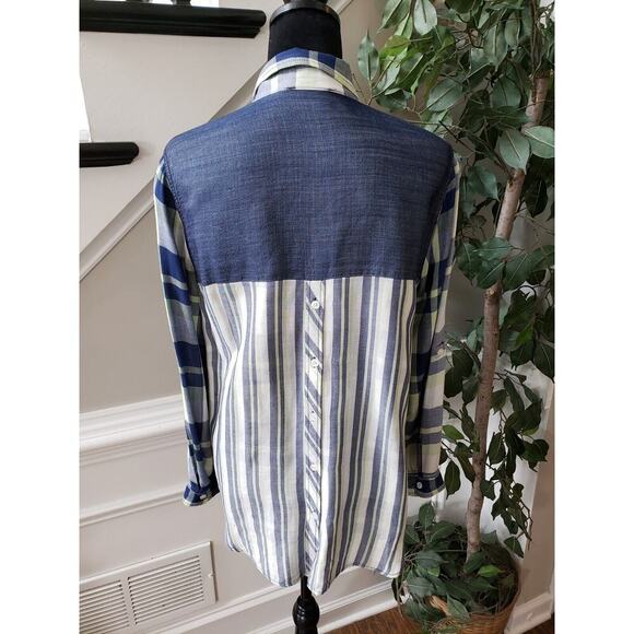 Tribal Women's Blue Rayon Casual Collared Long Sleeve Button Down Shirt Medium - Picture 6 of 11